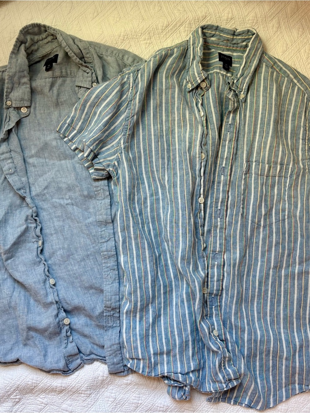 Lot of 2 J. Crew Linen Short-Sleeve Button-Down Shirts